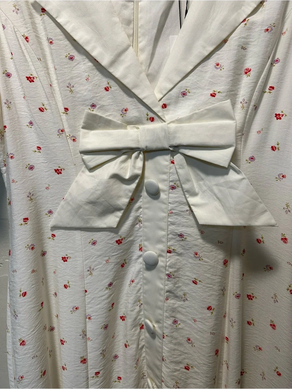 Mable Bayside Bow Front Puff Ditsy Floral Midi Cottagecore Coquette Dress M - Picture 8 of 14